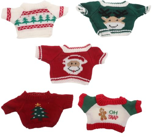 UPKOCH 5 stücke Urlaub Bär Pullover für Stofftier 30cm Weihnachten Puppe Jacke Gestrickte Kleidung Kostüm Winter Party Outfit für Puppe