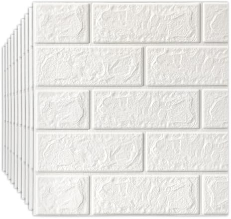 Anttyscar 20PCS White 3D Brick Wallpaper Wall Stickers - Self-Adhesive and Waterproof Foam Panels, Easy to Install Peel and Stick Design for Home Decor