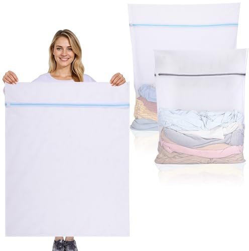 Dntorx 2 Stück Wäschenetz Groß, Wäschenetz für Waschmaschine (XXL+XXXL) | Wiederverwendbar Grobmaschige Wäschesack Groß, Schützen Kleidung, Robust Reißverschluss, Waschmaschinen- und Trocknergeeignet