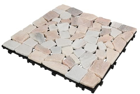 SEWOART Piastrella in Pietra Naturale Rosa Design ad Incastro Facile da Installare, Materiale Sintetico Resistente, per Giardino e Aree Esterne