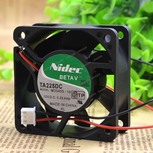 DJHAQDM Compatible para Nidec TA225DC M33455-16 12V 0.22A 60x60x25mm 2-Wire Ventilador refrigeración