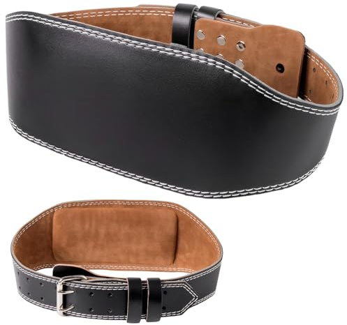 Ceinture D'haltérophilie, Ceinture de Musculation en Cuir 120cm, Support Dos Lombaire, 15 cm Largeur avec Double Prong Boucle, Réglables pour Bodybuilding Powerlifting Fitness Homme Femme