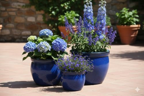 GartenGees Pflanzkübel,Pflanzgefäß,Blumentopf,strahlendes blau,frostfest!3 Größen wählbar (28 cm)
