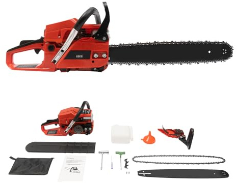 DIFU Tronçonneuse à essence de 50 cm - 52 cm³ - Tronçonneuse à essence portable avec diamètre de coupe de 50 cm - Tronçonneuse manuelle avec outils - Pour sécateur, élagueur, coupe du bois