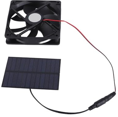 ViaGasaFamido Kit de Ventilateur de Panneau Solaire 100W, en Silicone et Plastique, Double Ventilateur d'extraction, Alimentation Solaire 12V pour Poulaillers et Serres