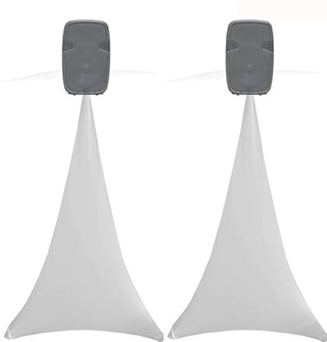 2x white single sided spandex stretch speaker lighting stands scrims, tripod cover
