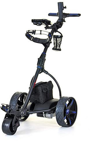 Caddymatic V2 Electric Golf Trolley/Cart With 18 Hole Standard battery With Auto-Distance Functionality Black/Blue