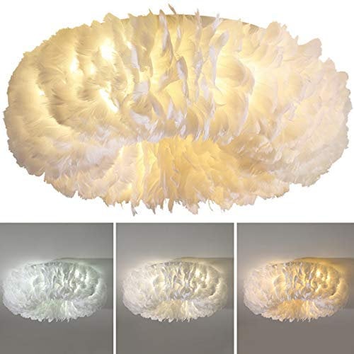 E27 Nordische Kreative Decke Lampe Persönlichkeit Romantische Feder Restaurant Deckenleuchte Wohnzimmer Stoff Deckenlicht Für Kinderzimmer Hängeleuchte Prinzessin Schlafz Zimmer Deckenleuchte,60cm