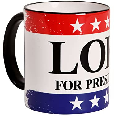 Elbenwald Tasse mit For President Motiv als Rundumdruck für Loki Fans 320 ml Keramik