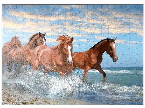 MyPuzzle Schöne Pferde Laufen am Strand durch das Meer - Premium 200 Teile Puzzle - MyPuzzle Sonderkollektion von Puzzle Galaxy