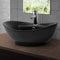 ML-Design Lavabo en Céramique Noir Mat, 59x39,5x20,5 cm, Design Ovale, Vasque á Poser Moderne, Lavabo de Comptoir Élégant, avec Trou pour Robinet et Bonde, Lave-Mains pour Salle de Bains/WC Invités