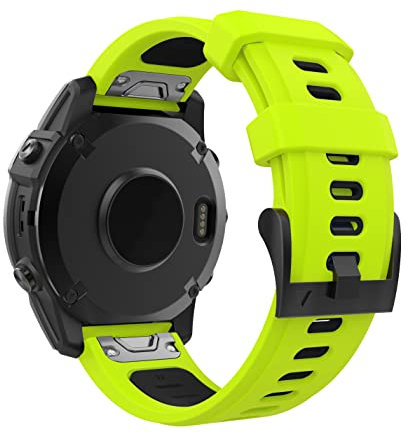 MoKo Armband Kompatibel mit Garmin Fenix 7/7 Pro/6/6 Pro/5/5 Plus/Forerunner 965/955/945/Instinct Solar/Instinct 2, Quick Fit 22mm Weiches Silikon Ersatzarmband Uhrenarmband, Limone/Schwarz