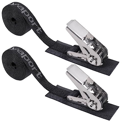 Ayaport Stainless Steel Ratchet Tie Down Straps Endless 8' Heavy Duty Boat Tie Downs Boat Accessories Pack of 2 (2, 1 x 8') …