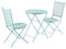 Outsunny 3-teiliges Bistro-Set Garten Sitzgruppe Gartengarnitur 1 Tisch+2 Faltbare Stühle für Terrasse Balkon Blau Metall