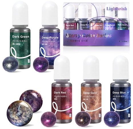 LIGHTWISH Epoxidharz-Pigment, 5 Farben, Harz-Farbstoff, UV-Harz-Pigment, hochkonzentriertes Harz-Farbpigment für DIY-Schmuckherstellung, Harz-Schlüsselanhänger, Kunstherstellung