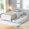 Bett 90x200 mit 2 Schubladen zur Aufbewahrung, Holzbett mit Kopfteil und Lattenroste, Einzelbett Massivholzbett Jugendbett Erwachsenenbett Gästebett Kinderbett Bettrahmen, Rahmen aus Kiefernholz -Weiß