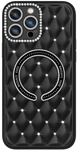 MINUUISCT Compatible for iPhone 7/iPhone 8/iPhone SE 2020/SE 2022 Case Magnetic, TPU+PC Material,Women Girls Clear Glitter Bling Sparkly Case, Diamond Camera Lens Protectors,Black