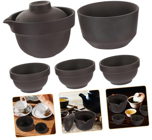 CRILSTYLEO 1 Jeu Ensemble de tasses en argile violette Théière et tasses en céramique théière de voyage théière et tasses de voyage kit de thé de voyage kit d'infusion de thé chinois