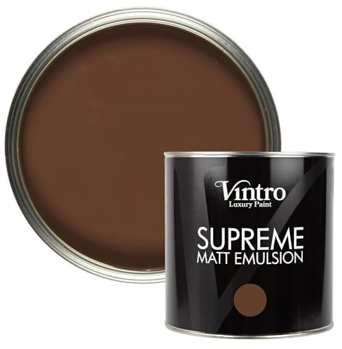 Vintro | Brown Luxury Matt Emulsion | Smooth Chalky Finish | Multi Surface Paint | for Walls, Ceilings, Wood and Metal 2.5L (Dark Brown - Chocolate, 2.5 Litres)