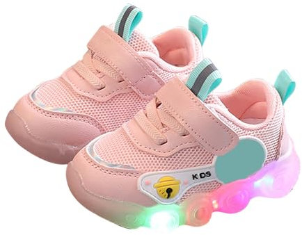 SRTUMEY Chaussures de course lumineuses à LED pour bébés et enfants - Baskets de sport antidérapantes pour garçons et filles - Cadeau de Noël ou d'anniversaire, rose, 21 EU