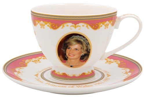 The Leonardo Collection Royal Heritage Princess Diana Cup & Saucer | Coffee Set for Home and Office | Elegant Tea Cups for Hot Drinks | Perfect Gift for Special Occasions