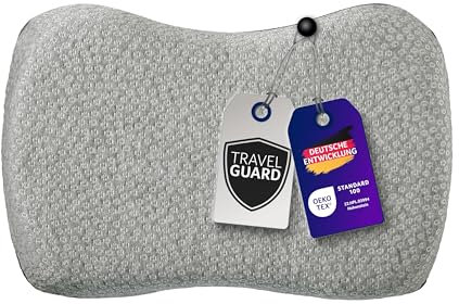 Traumnacht Travelguard ergonomisches Nackenkissen, Kopfkissen, Reisekissen für einen erholsamen Schlaf, 35 x 50 cm, grau, produziert nach deutschem Qualitätsstandard