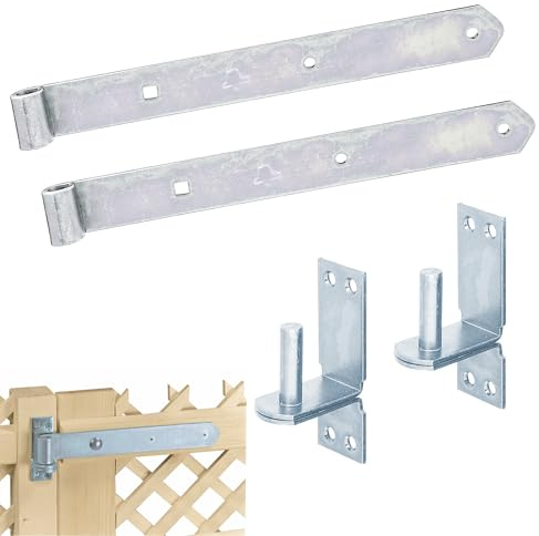 siwitec Ladenband 400 mm, 2er-Set mit weiten Kloben, Ø16 mm, gerade/abger., witterungsbeständig, Torband, Türband Gartentor, Torscharnier
