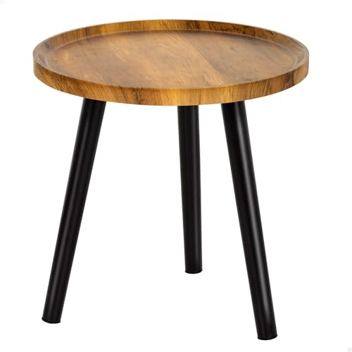 AKTIVE MAX Home Mesa Auxiliar Redonda 38x37 cm, Peso máximo 5 kg, Mesas de Centro, Madera Efecto Natural, Patas metálicas Negras, Diseño Moderno, para salón, Dormitorio o recibidor (18498)