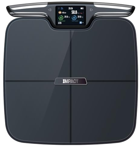 Balance Pese-Personne Digitale - Impédancemètre, Analyse Corporelle 56 Paramètres, 8 Électrodes, Précision 0,05 kg, Application iOS/Android, Connexion Bluetooth et WiFi
