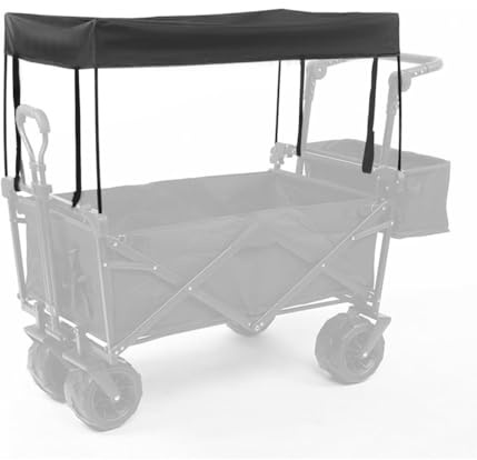 Trolley-Markise, Dach für Bollerwagen, Gartenwagenabdeckung, 90 x 47 x 51 cm, 600D Oxford-Gewebe, Passend für die meisten Gartenwagen, Schwarz, 1 Stück