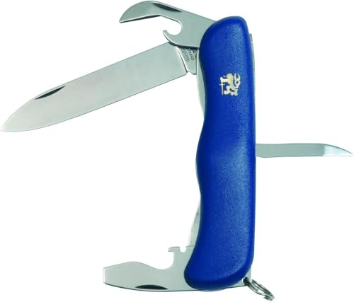 Mikov Praktik Taschenmesser, 1-6 Funktionen Multitool Messer, BLUE Kunststoff Griff, scharfes kleines Klappmesser, Outdoormesser 9cm ROSTFREI Klinge für Jagen/ Angeln/ Camping, Multifunktionswerkzeug