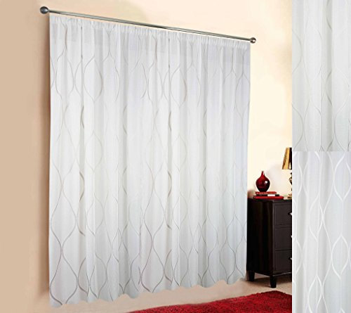 Sun World Gardinen nach Maß Luxury Maßanfertigung, Vorhang nach Maß, Vorhänge nach Maß, Fenster, Kräuselband, Universalband, Faltenband (Light Grey, 250 x 400 cm/HxB)