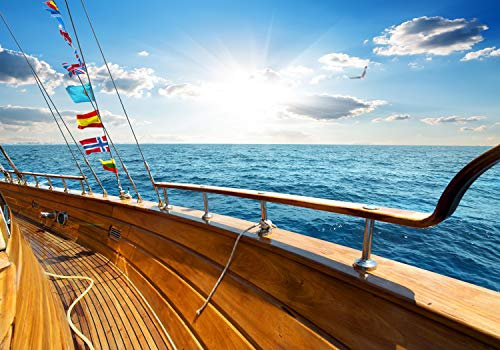 wandmotiv24 Fototapete Schiff Meer Wasser, XXL 400 x 280 cm - 8 Teile, Wanddeko, Wandbild, Wandtapete, Urlaub, See, Yacht M0795