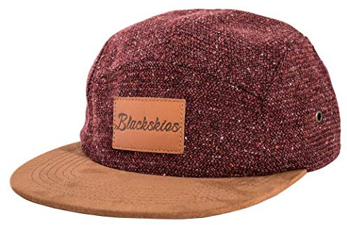 Blackskies® Obsidian 5-Panel Cap | Herren Damen Skater Basecap Wildleder Unisex Baseball Mütze Wolle Schirm - Rot-Braun