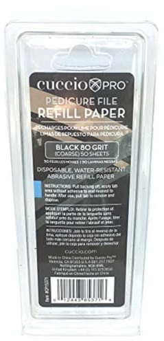 Cuccio 80 Grit Pro Pedicure File Refill Paper, Black, 50-Piece