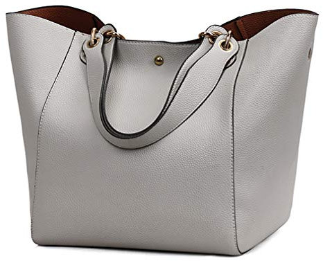 Pahajim PU Leather Waterproof Handbags Clutches Bags Large Bag Ladies Tote Bag Shoulder Bags for Women Bags for Work Shopping Bag(Grey)