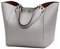 Pahajim PU Leather Waterproof Handbags Clutches Bags Large Bag Ladies Tote Bag Shoulder Bags for Women Bags for Work Shopping Bag(Grey)