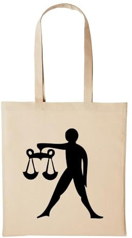 Huuraa Jutebeutel Waage Sternzeichen Zodiac Geschenk Idee 10 Liter Einkaufstasche Natur Baumwolle