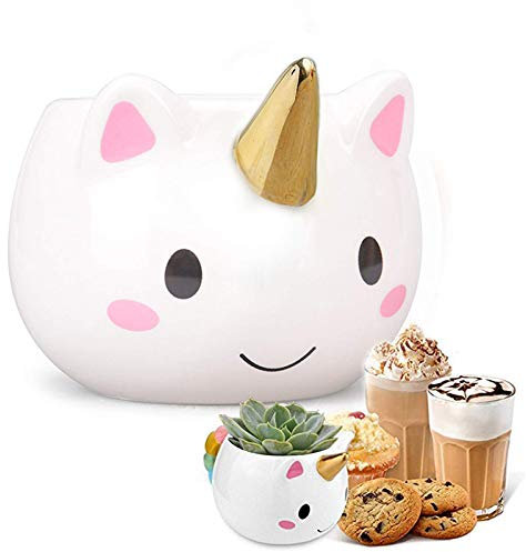 Amycute Tasse Licorne à Café, Tasse à Thé Céramique 3D 350ml, Dessin Animé Unicorn Mug pour Bureau Domicile Noël Cadeaux Uniques, Cadeau de Noel Fête Mères Anniversaire Action de Grâces Thanksgiving