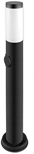 LED Wegeleuchte, 1-Flammig LED Wegelampe Sockellampe, Aluminium mit Steckdose 230V IP44 (65cm 204 Steckdose Schwarz)