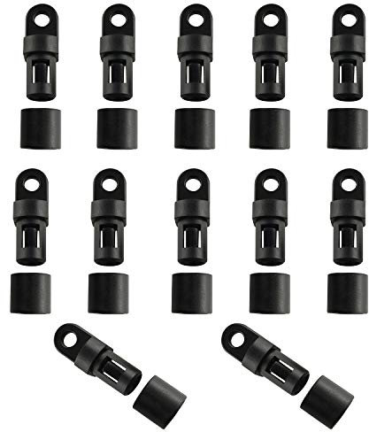 JCBIZ 12pcs Outdoor Multi Purpose Canoe Accessories Black 6mm Elastic Rope End Fixing Buckle Shock Cord Hooks End Fittings for Kayaks, Canoes, and Boats