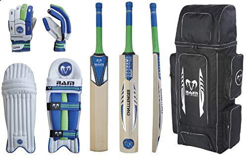 Ram Cricket Challenger Player Bundle – Complete Cricket Set with Cricket Bat, Batting Gloves, Pads & Duffle Bag. Perfect for Club, School & Casual Play - Available in Senior (SH) Junior (Size 6)