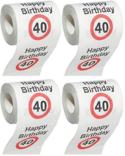 MIK funshopping Scherzartikel Deko Spaß-Toilettenpapier Runder Geburtstag lustiges Geschenk (40. Geburtstag - 4 Rollen)