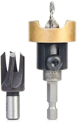 Amana Tool Carbide Tipped Countersink Drill Bit with, Plug Cutter, AMS-307, 2-Pc