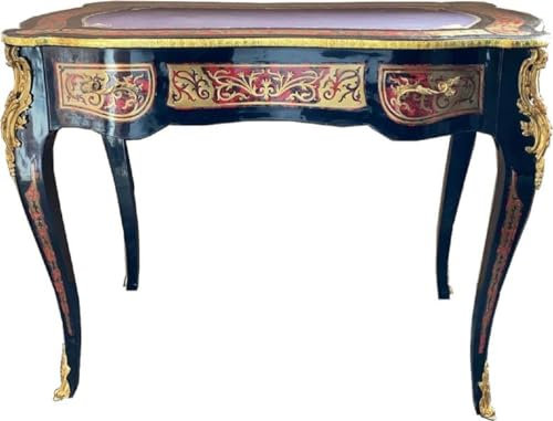 Casa Padrino Barock Boulle Sekretär im französischen Stil Schwarz/Rot/Gold - Handgefertigter Antik Stil Schreibtisch mit Schublade - Barock Büro Möbel