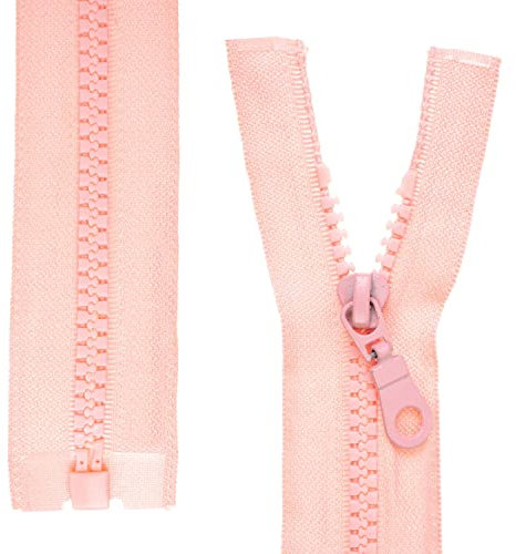 Teilbarer Reißverschluss, 2 Stück, 50 cm Schienenlänge, in Rosa, 1-Weg offenes Ende #5, 5,75 mm Schienenbreite, 34 mm Bandbreite, Ersatz Reissverschluss Kunststoff, Kunststoffreissverschluss # 5