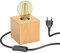 ledscom.de Tischlampe HITO, Holz massiv, eckig, inkl. E27 Lampe gold max. 778lm, 3-Stufen dimmen, extra-warmweiß