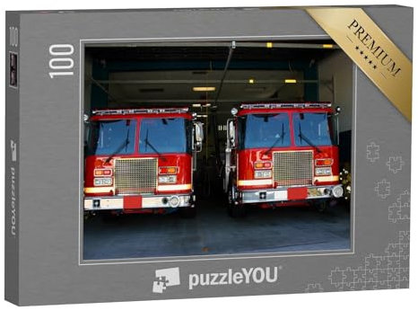 puzzleYOU: Puzzle 100 Teile „Feuerwehrautos in Einer Feuerwache“ – aus der Puzzle-Kollektion Feuerwehr