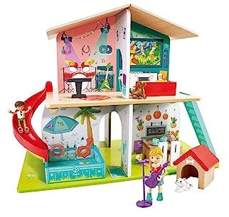 Hape Jouet Maison de Poupée en Bois Interactive avec Sons - à Partir de 3 Ans - Grande Maison de 8 Pièces à Vivre Décorées et 9 Effets Sonores (Piles Fournies) - Filles et Garçons