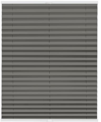 Lichtblick Plissee Klemmfix nach Maß, ohne Bohren, verspannt, Hitzeschutz, Blickdicht, Made in Germany, Thermoplissee - Grau 90 cm x 210 cm (B x L)